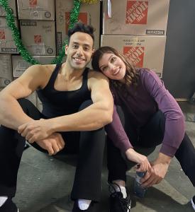 Jen Scott and Tazito Garcia, co-founders of CGP Spotlight, behind the scenes on set.