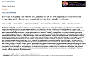 Exercise mitigates the effects of a cafeteria diet on antidepressant-like behavior associated with plasma and microbial metabolites in adult male rats