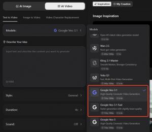 iMini integrates Veo 3.1（third)