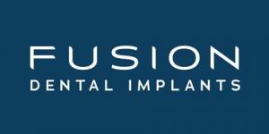 Fusion Dental Implants White on Navy Logo