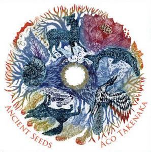Tokyo-based singer-songwriter Aco Takenaka presents her long-awaited third album, Ancient Seeds floral graphic circle of images on album color