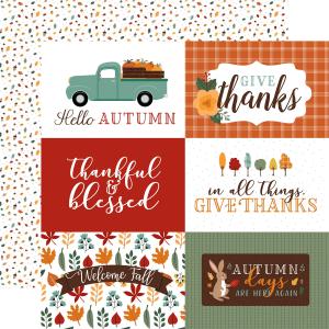 Thanksgiving card made with 12x12 double-sided patterned paper featuring festive fall colors and elegant seasonal designs for creative paper crafts.