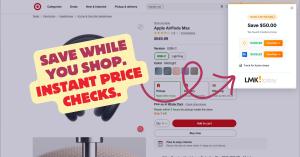 Just in time for the holiday shopping season, LMK Showing the LMK.today/extension after it scanned a product page and found lower prices. LMK.today/extension scans product pages and immediately lets you know if there's an opportunity to save.