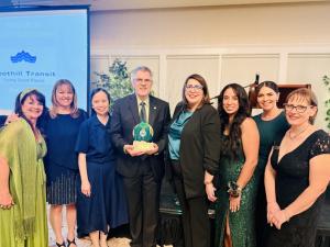 Maryvale staff and board members celebrating nonprofit of the year award at SGVEP gala