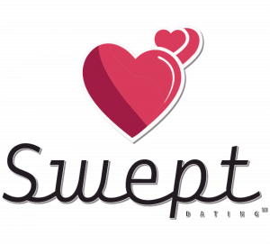 Swept Dating Launches as the First Dating App That Fights Ghosting, Catfishing, and Shallow Matches 15 Black logo featuring a glossy red heart with two smaller pink hearts above; 'Swept' in cursive black with white outline below, and 'Dating' in smaller uppercase text to the right.