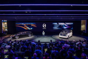 CES revolving vehicle stages get the show moving for Honda's electric vehicle lineup