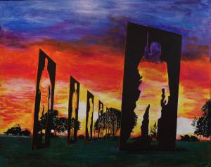 This “War at Home Memorial” painting is currently on display in the Warriors HeArt Gallery at Grunt Style HQ, and is an example of how art therapy is an integral part of Warriors Heart’s 42-day on-site recovery program.