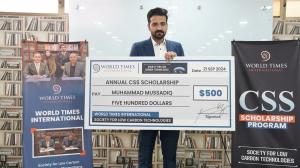 Muhammad Mussadiq receives a scholarship from the SFLCT–WTI partnership, part of Pakistan’s first low-carbon agreement