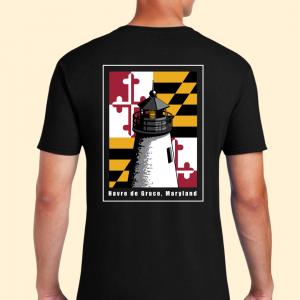 Havre de Grace Lighthouse with Maryland Flag design by HdG Apparel