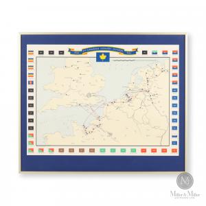 Canadian 2nd Canadian Infantry Division Operational Chart, depicting World War II troop movements 1944-1945, an original seldom seen regimental printing from 1945. (CA$325)