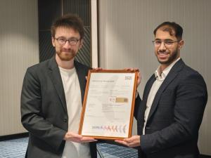 Toby Knisely, spokesperson for Hypershell, with Yassine Echchaia of SGS