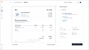 An image of Forwardly's bill payment screen, showing a layered approval workflow and due bill.