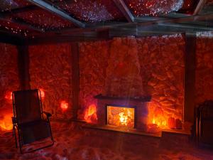 Advanced halotherapy technology integrated seamlessly into a handcrafted Himalayan salt cave by Salt Cave Inc.