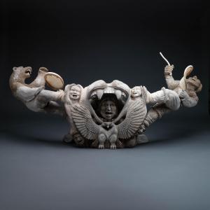 Whalebone sculpture by Davie Atchealak