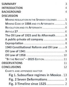 In its latest analysis (MEI 997), the Baker energy consultancy identifies a pivotal but underexamined turning point in Mexico’s oil governance: the constitutional and legislative overhaul of November 9, 1940, which abolished the legal figure of concession and redefined the state’s role in upstream development MEI 997 - Table of Contents to report on