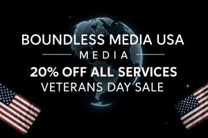 Boundless Media USA, one of the nation’s most respected branding and public relations agencies, has announced a special 20% Veterans Day Discount for all U Boundless_sale_vet_10_25