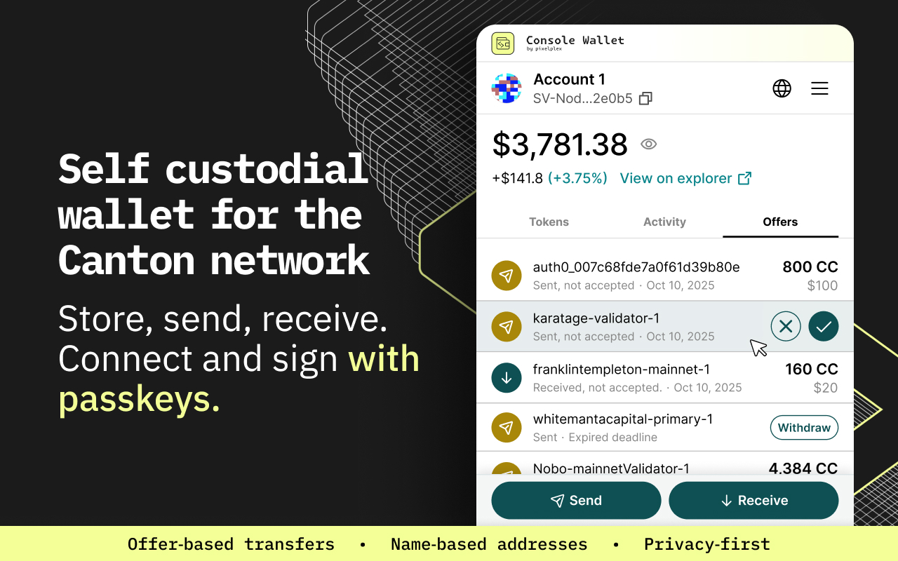 PixelPlex Launches Console: A Non-Custodial Wallet for the Canton Network