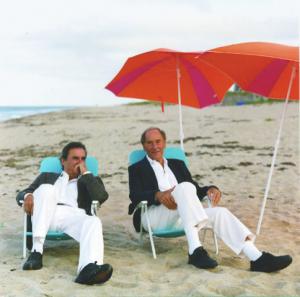 Norman and Alan celebrate their wedding on the beach.