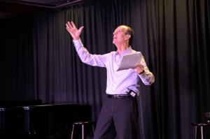 The author on stage acting in his play, DEMENTIA MAN