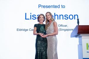 ILA Honoree Lisa Johnson, CEO of Eldridge Capital Management, with Kellan Brown.