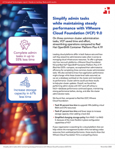 Front page of a report titled: Simplify admin tasks while maintaining steady performance with VMware Cloud Foundation (VCF) 9.0