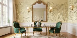 Champagne Metallic Leaf Chinoiserie