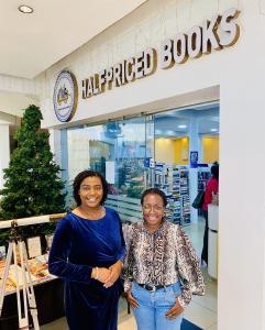 Mercy Kibira and Dr Linda Pajoel at Halfpriced Books Headquarters in Nairobi