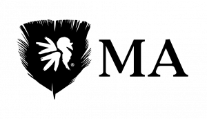 Image shows a primary feather of a wild turkey with the NWTF logo and MA abbreviation for the state of Massachusetts