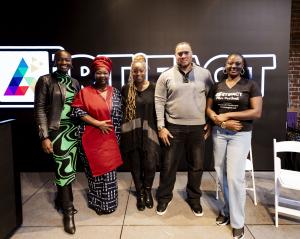 cross section of panelist - LR Constance Ejuma, Mrs Omotayo Omotosho (MFR), Amber Harris, Grant Houseley, Olah Oyedeji (Founder)