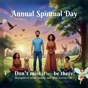Celebration of Annual Spiritual Day: On January 1, people, pets, nature, and the universe pause at 12:00 noon local time for one minute of reflection, meditation, or silence — a moment of global unity and peace.