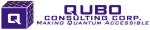 Qubo Consulting logo in purple with purple cube with white Q