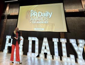 Vancouver-based Maven Collective® Marketing has been named PR Daily’s 2025 Top Agency of the Year (Small Agency), earning one of the communications industry’s most competitive honors from New York–based PR Daily Erica Hakonson stands on stage holding the PR Daily 2025 Top Agency of the Year (Small Agency) award, with large illuminated “PR DAILY” letters and the Ragan PR Daily Awards screen behind her.