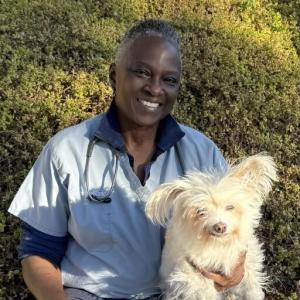 Dr. April Le Blanc, at her practice of in home pet euthanasia in Oakland, CA.