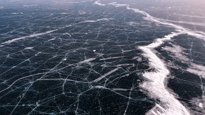 Lake Khuvsgul becomes a shimmering natural highway