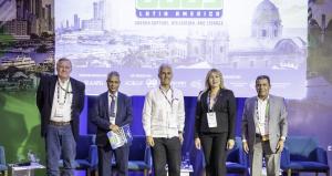 Professor Raffie Hosein (second from left), SFLCT advisory board member and Coordinator of CCUS–Collaborate, with panelists from Ryder Scott Co. L.P., Computer Modelling Group, and Terra Carbon Development