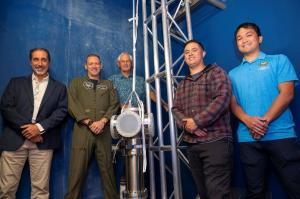 A Naval Postgraduate School (NPS) physics doctoral student has just been presented with a prestigious award for his pioneering research in quantum sensing using a unique atomic fountain Naval Postgraduate School team developing the atomic fountain for quantum sensing research from left: Dr. Frank Narducci, doctoral student Cmdr. Jens Berdahl, machinists George Jaksha and Daniel Moreno, and visiting scientist Takaho Tsubakiyama.