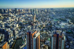 An image of the Tokyo Skyline looking out towards Motoazabu taken from high up in a Highrise building