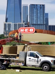Over 3,500 Austinites Celebrate New H-E-B Sign at The Long Center, Installed by Royal Signs & Awnings H-E-B Cabinet Sign by Royal Signs & Awnings