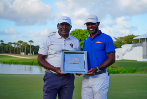 Tim Brown and Tim O'Neal with JHI 2025 Trophy