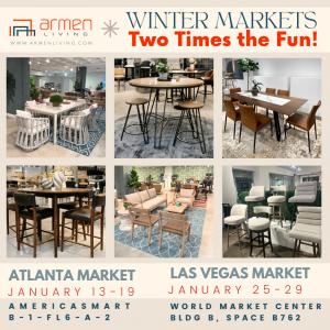 ​Discover Armen Living’s award-winning outdoor collections Atlanta Market Jan 13-19, 2026, and full category of new arrivals including new indoor and outdoor furniture at Las Vegas Market, Jan 25-29, 2026.