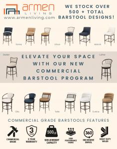 One of Holly's favorite new collections is the Commercial Barstool Program, which will hit retail floors very soon. The response to this new program has been excellent, and consumers will respond well to the value and durability of these pieces.