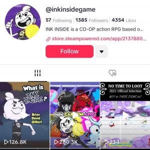 An image of Ink Insides Tiktok profile with high view counts on their videos videos, a combined half a million views.