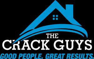 The Crack Guys logo with blue house roof graphic and company slogan