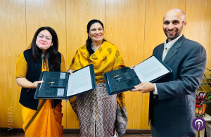 L-R: Ms. Kritika Chaudhary, Director Education, NDMC, Ms. Ranjana Deshwal, OSD, NDMC, Mr. Kshitij Neroorkar, Trustee, Vibha