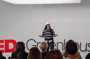 Engaging a live TEDx audience, Princella Clark demonstrates transfer from concept to collective understanding