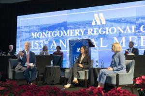 The Montgomery Regional Chamber’s 153rd Annual Meeting opened with a historic moment as the Chamber honored Governor Kay Ivey with its inaugural Capital Legacy Impact Award Claudia Márquez, Chief Operating Officer of Hyundai Motor America, and Alabama Secretary of Commerce Ellen McNair