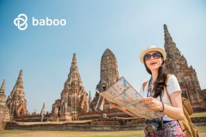Female traveler in Ayutthaya in Thailand