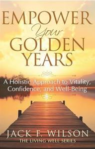 A scenic view of a dock leading out to a lake with the sunshine gleaming off the water for a book titled: Empower Your Golden Years