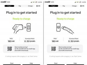viveEV user interface (UI)