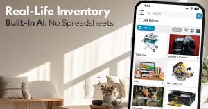 Itemtopia Inc. (www.itemtopia.com), a globally used software platform for personal and small-business asset organization, today announced new built-in AI tools designed to help people track, understand, manage, share, and even sell what they own Image of home living room with large mobile screen showing Itemtopia Home Inventory and Work Inventory application.